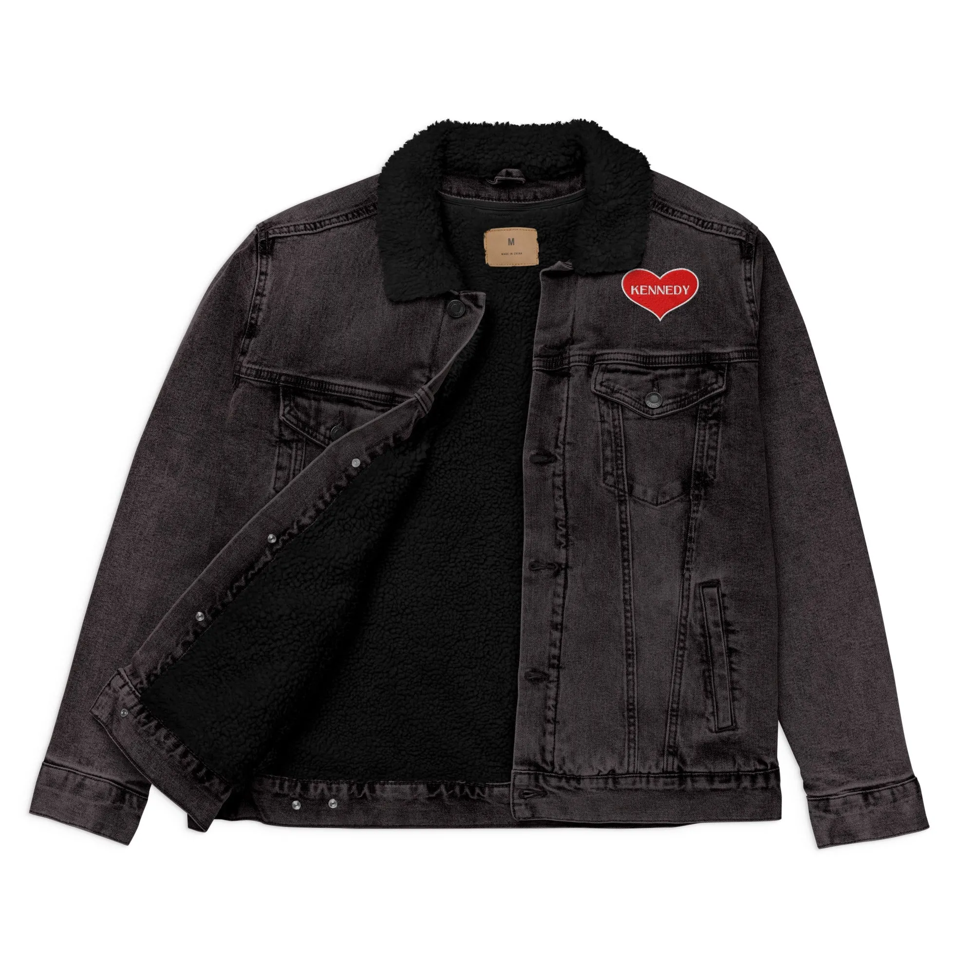 Kennedy Heart Unisex Denim Sherpa Jacket