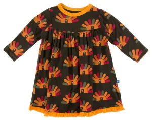 KicKee Pants Bark Turkey Classic L/S  Swing Dress