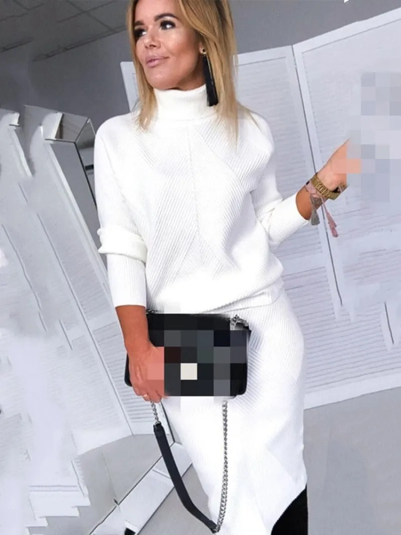 Knitting Turtleneck Two-Piece Set Costume