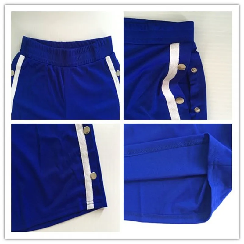 Ladies stripe side split track shorts pants