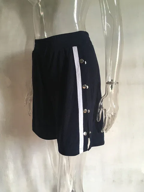 Ladies stripe side split track shorts pants