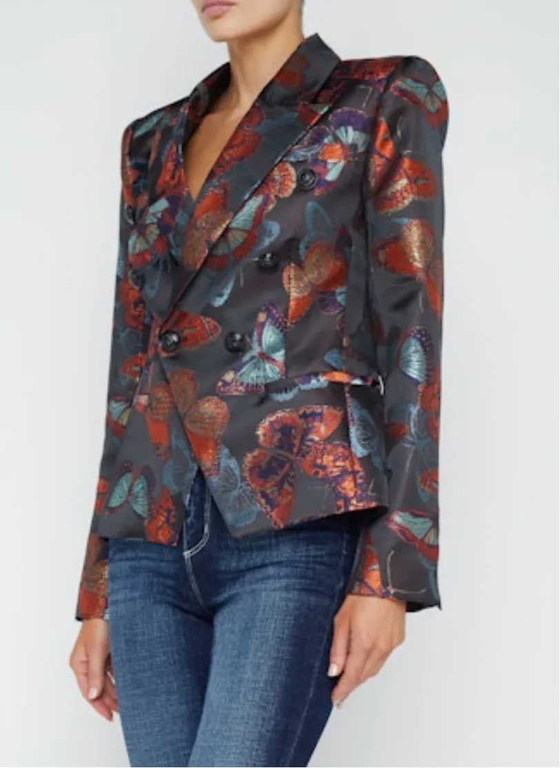 L'Agence Marie Double Breasted Blazer Butterfly