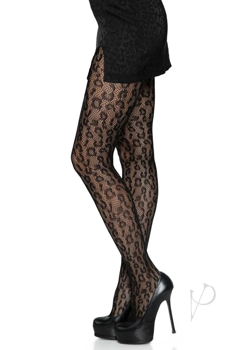 Leopard Net Tights Os Black