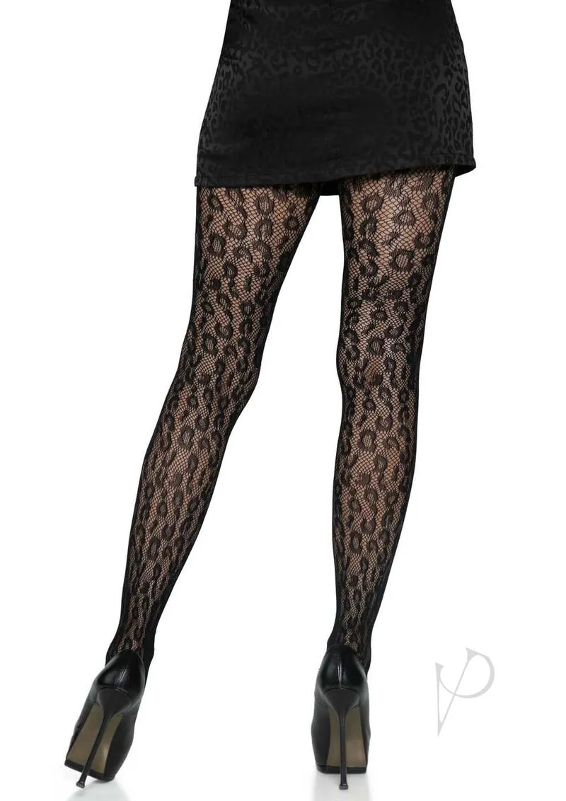 Leopard Net Tights Os Black