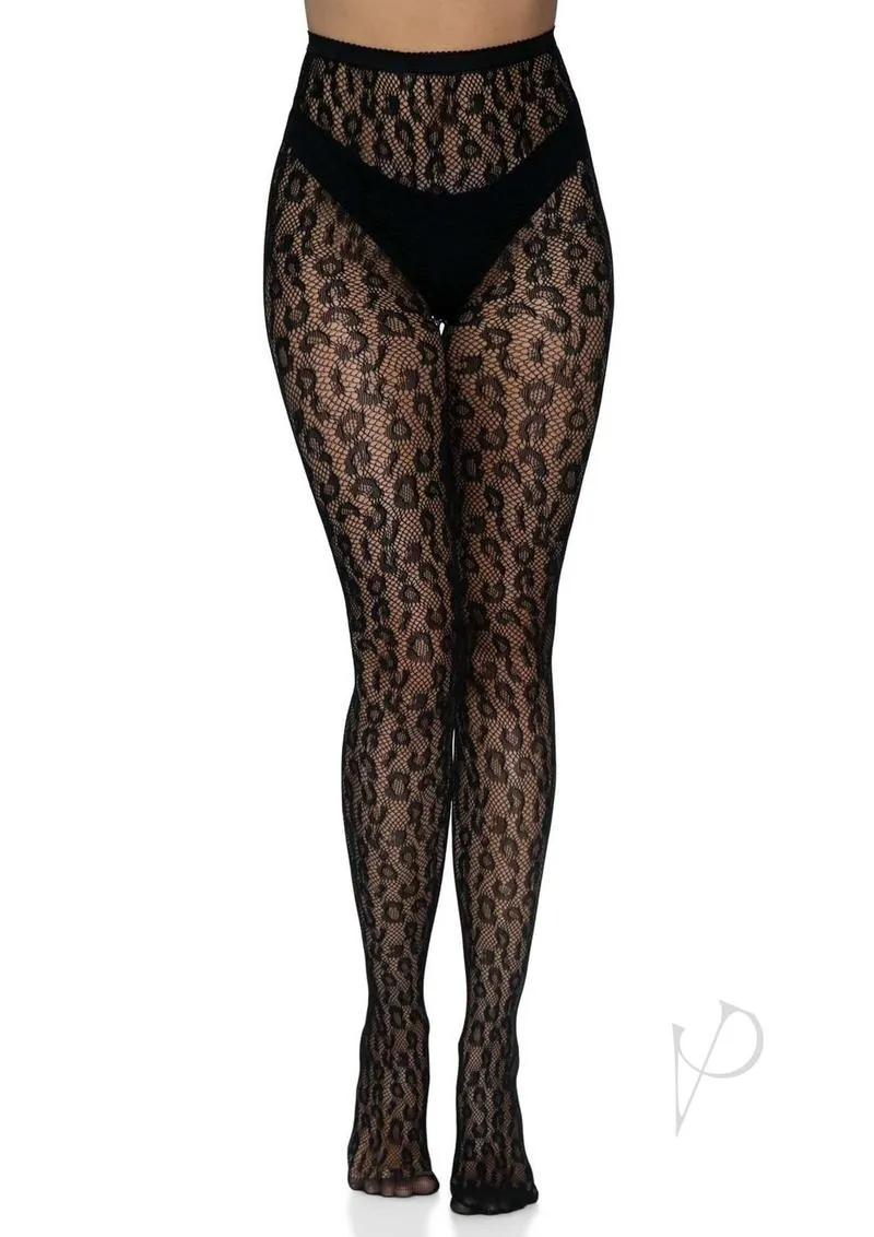 Leopard Net Tights Os Black