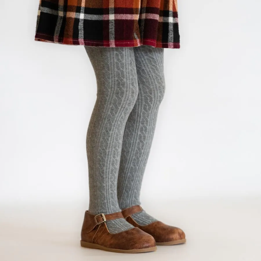 Little Stocking Co Cable Knit Tights - Gray