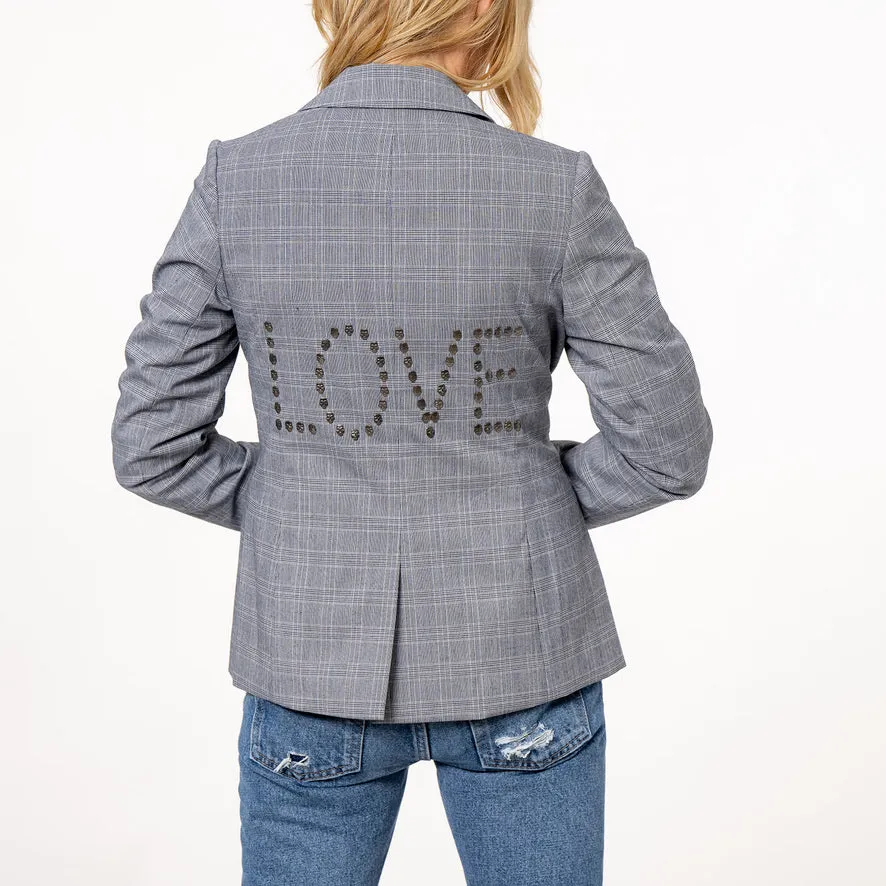 Love Skull Blazer - Black Plaid