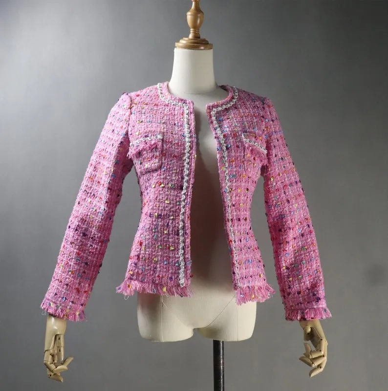 Multi-Colour Dots Pink Tweed Jacket