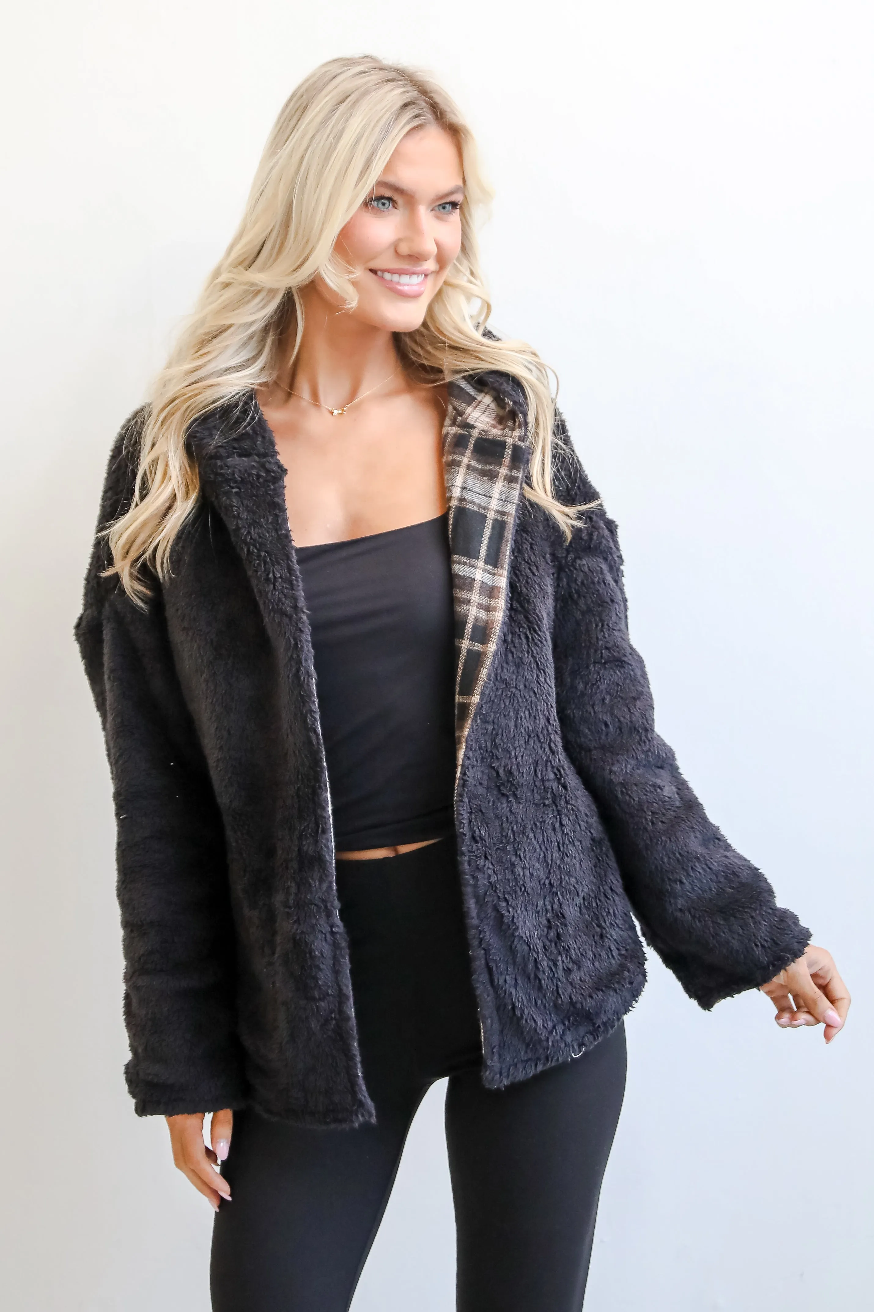 Perfected Comfort Reversible Sherpa Plaid Jacket - DOORBUSTER