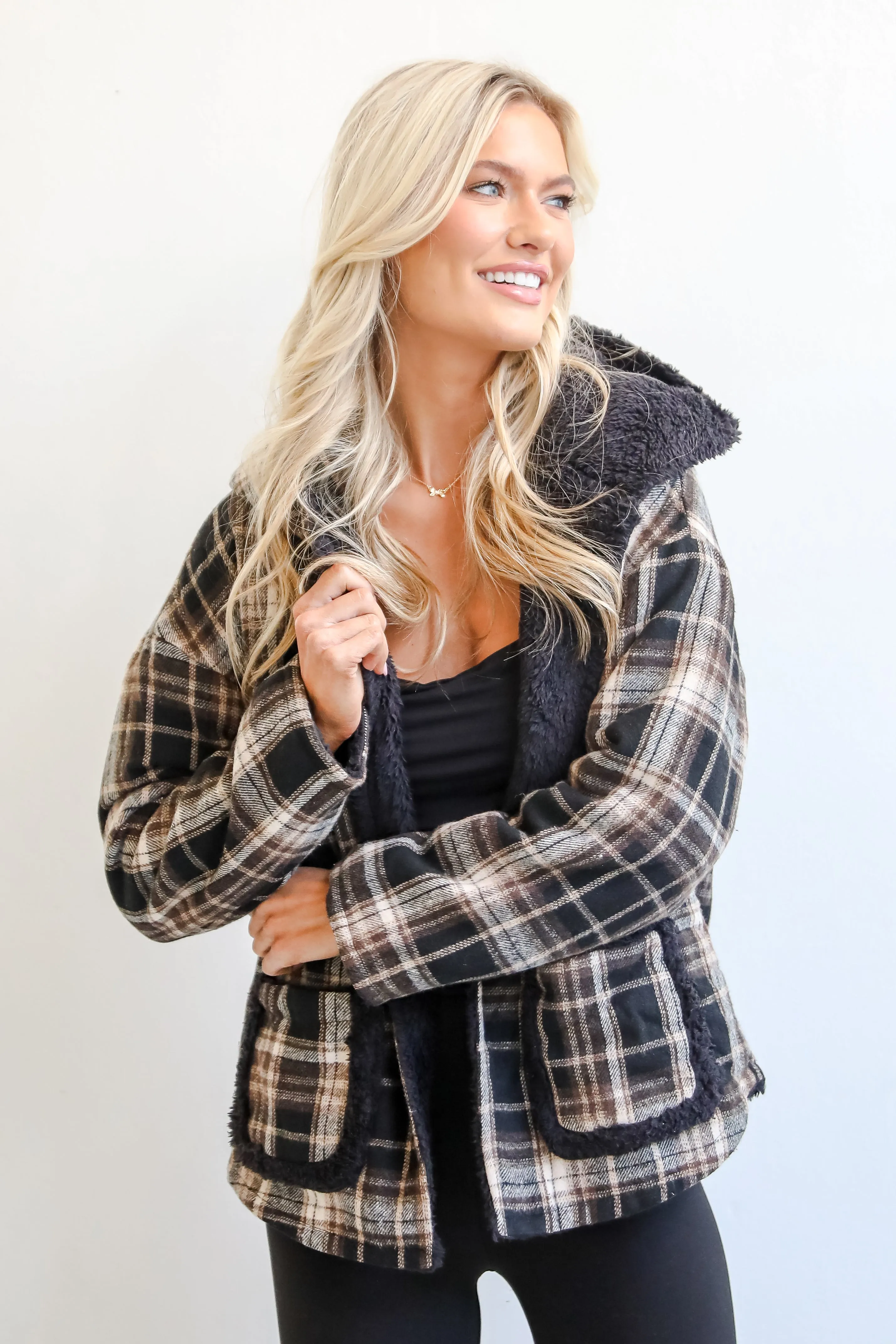 Perfected Comfort Reversible Sherpa Plaid Jacket - DOORBUSTER