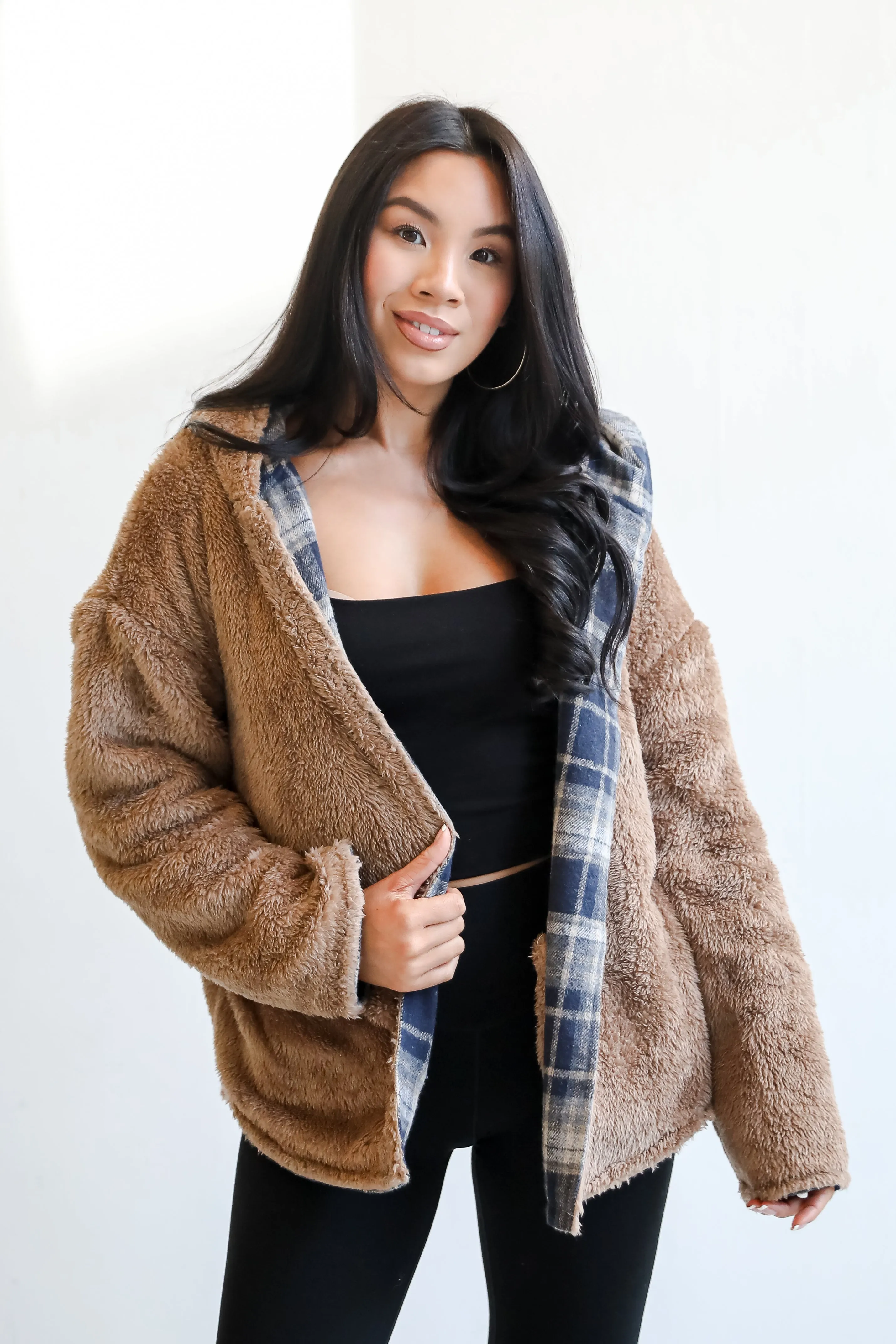 Perfected Comfort Reversible Sherpa Plaid Jacket - DOORBUSTER