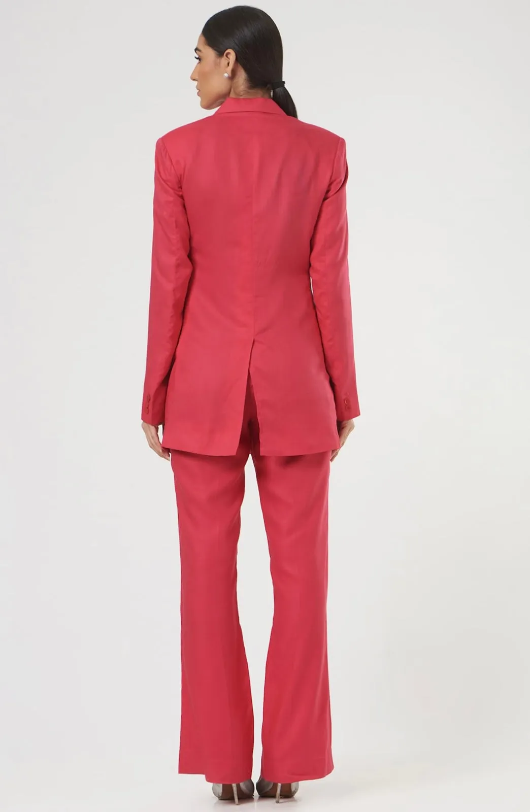 Pink Business Formal Women's Tailored Buttoned blazer