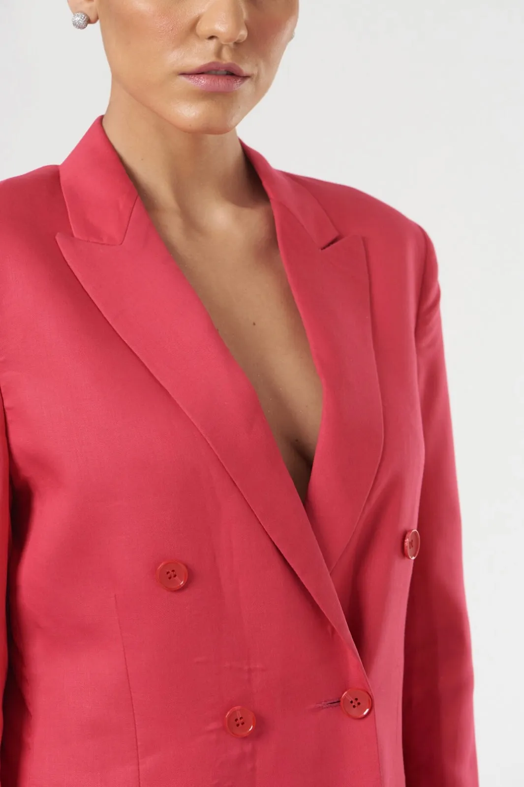 Pink Business Formal Women's Tailored Buttoned blazer