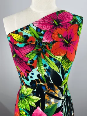 Printed Lycra - Aqua Flora - 150cm