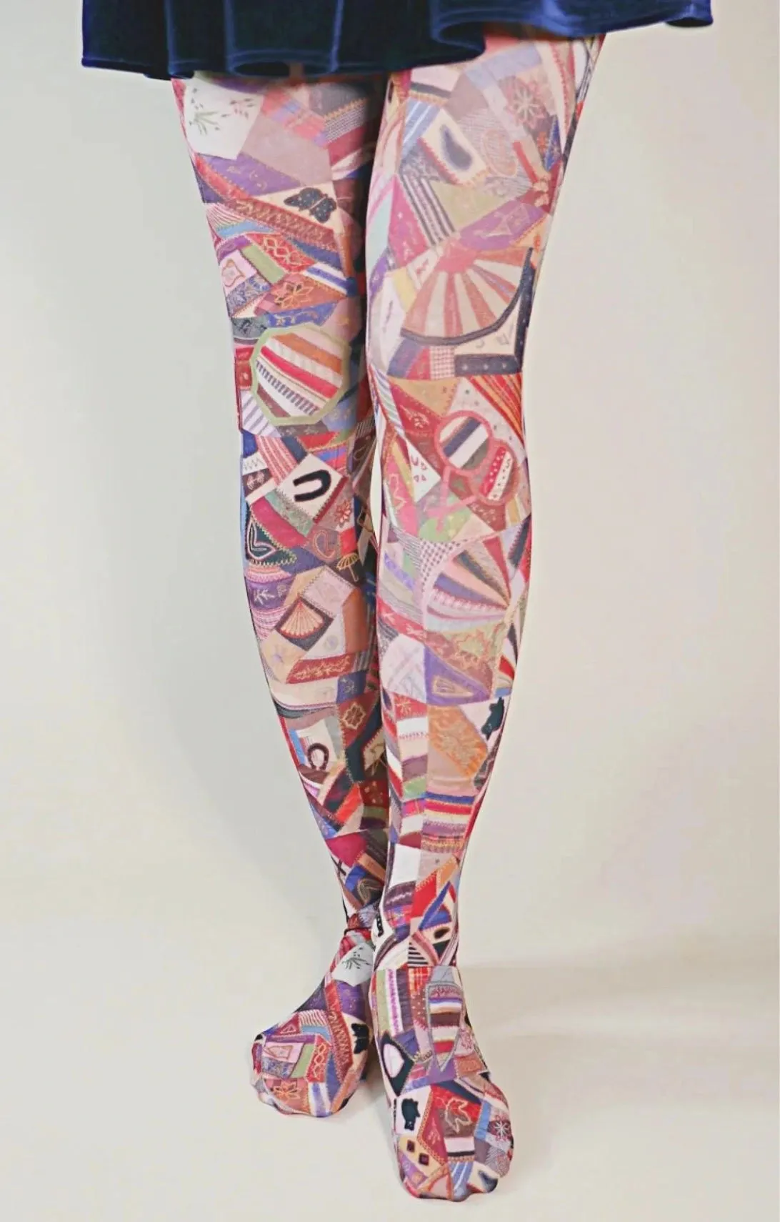 Quilt Patchwork Of Art  Printed Tights