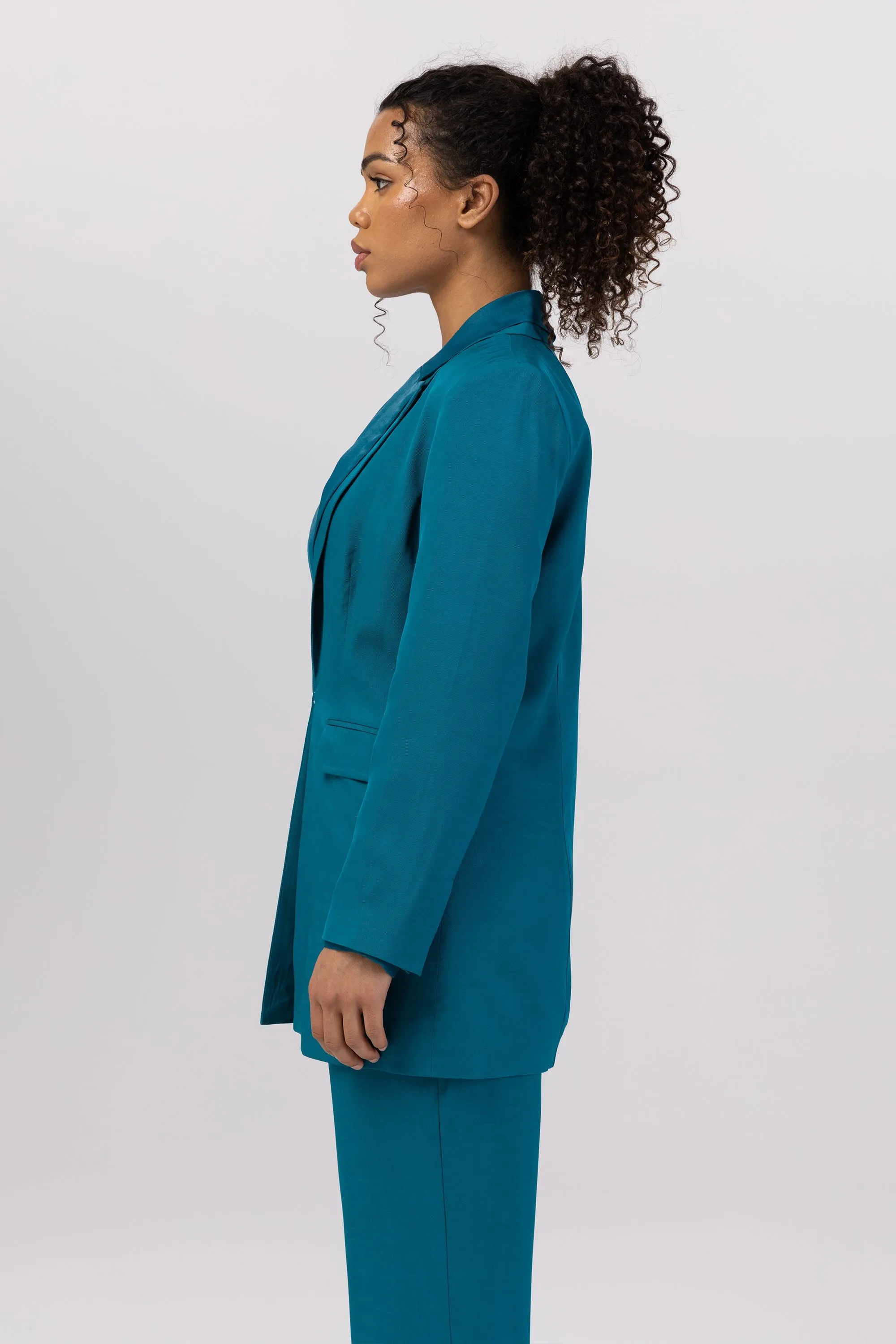 Rayan Organza Two Piece Blazer - Deep Lagoon