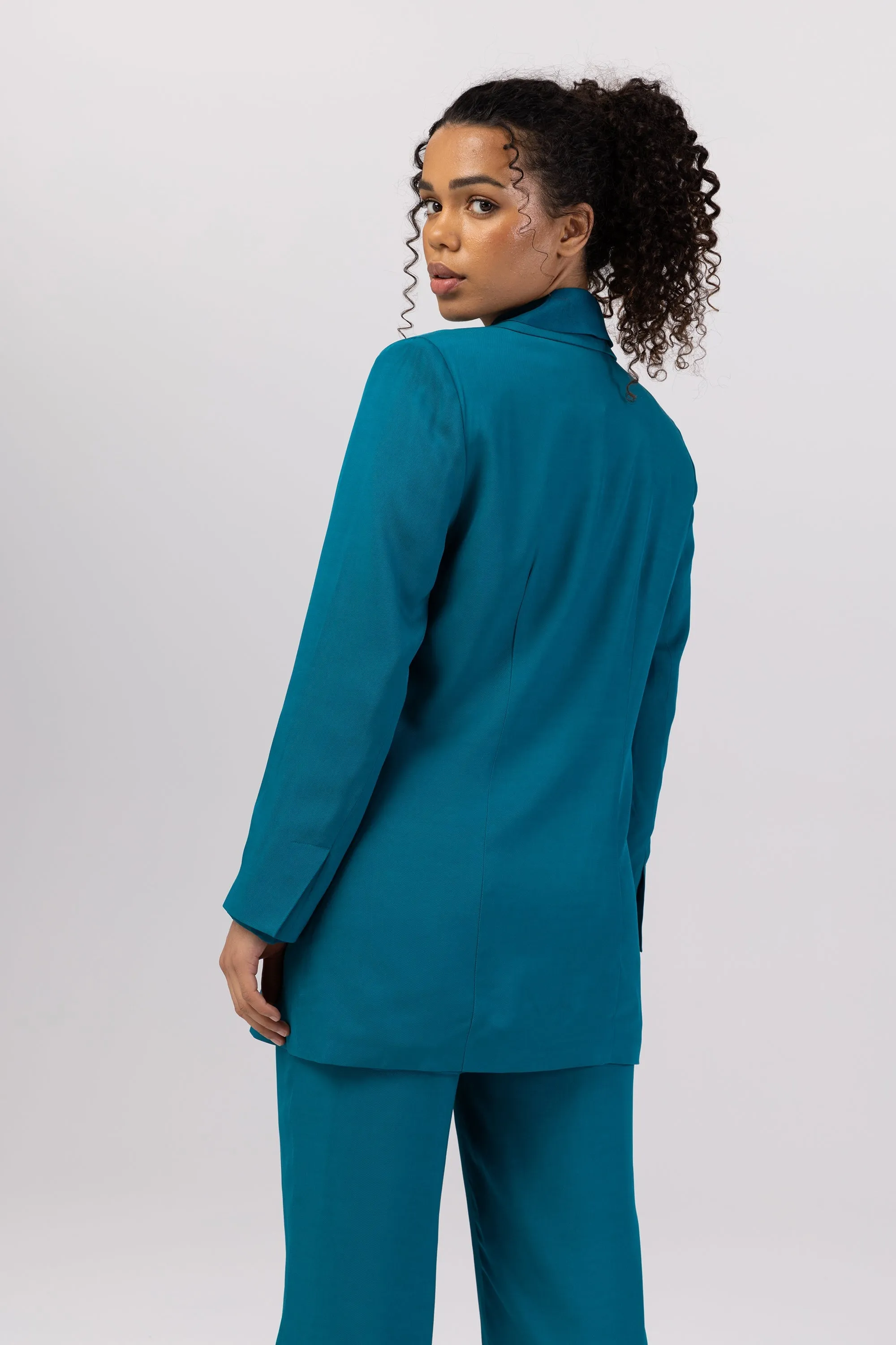 Rayan Organza Two Piece Blazer - Deep Lagoon