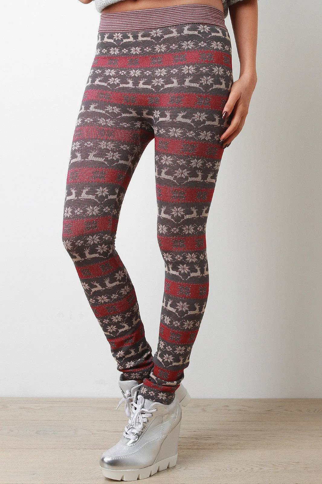 Reindeer Fair Isle Stretch Leggings