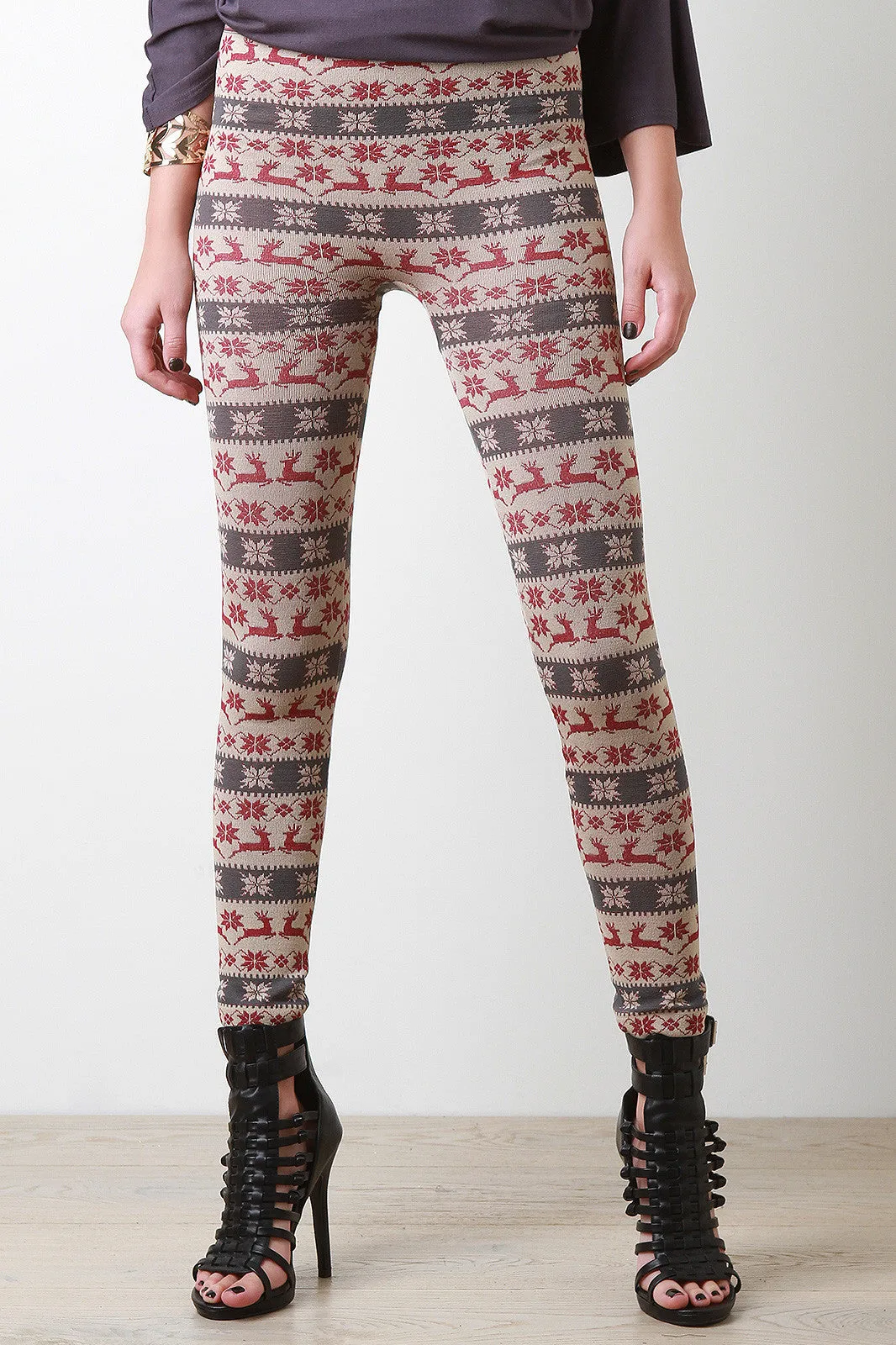 Reindeer Fair Isle Stretch Leggings