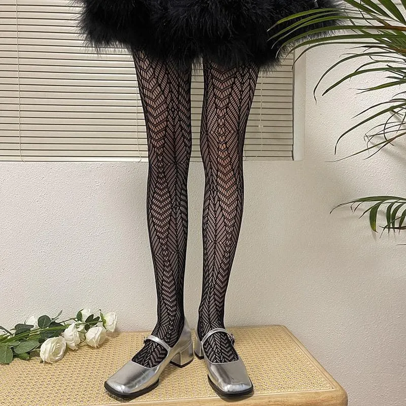 Sheer lace hollow out solid tights