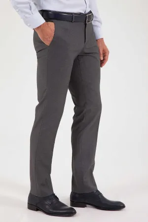 Slim Fit Side Pocket Textured Gray Low Waist Dress Pants