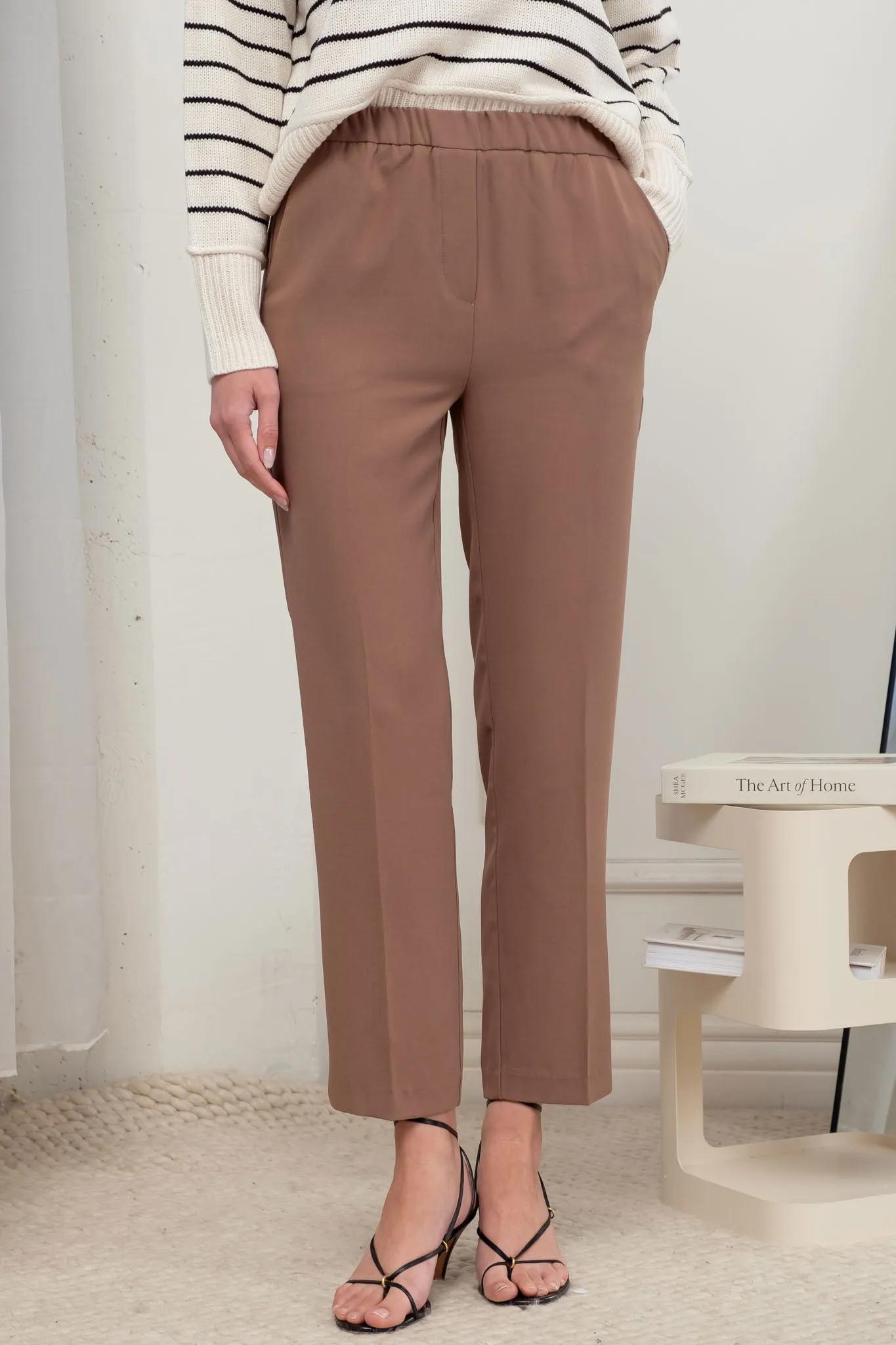 STRETCH WAIST HIGH STRAIGHT FIT DRESS PANTS