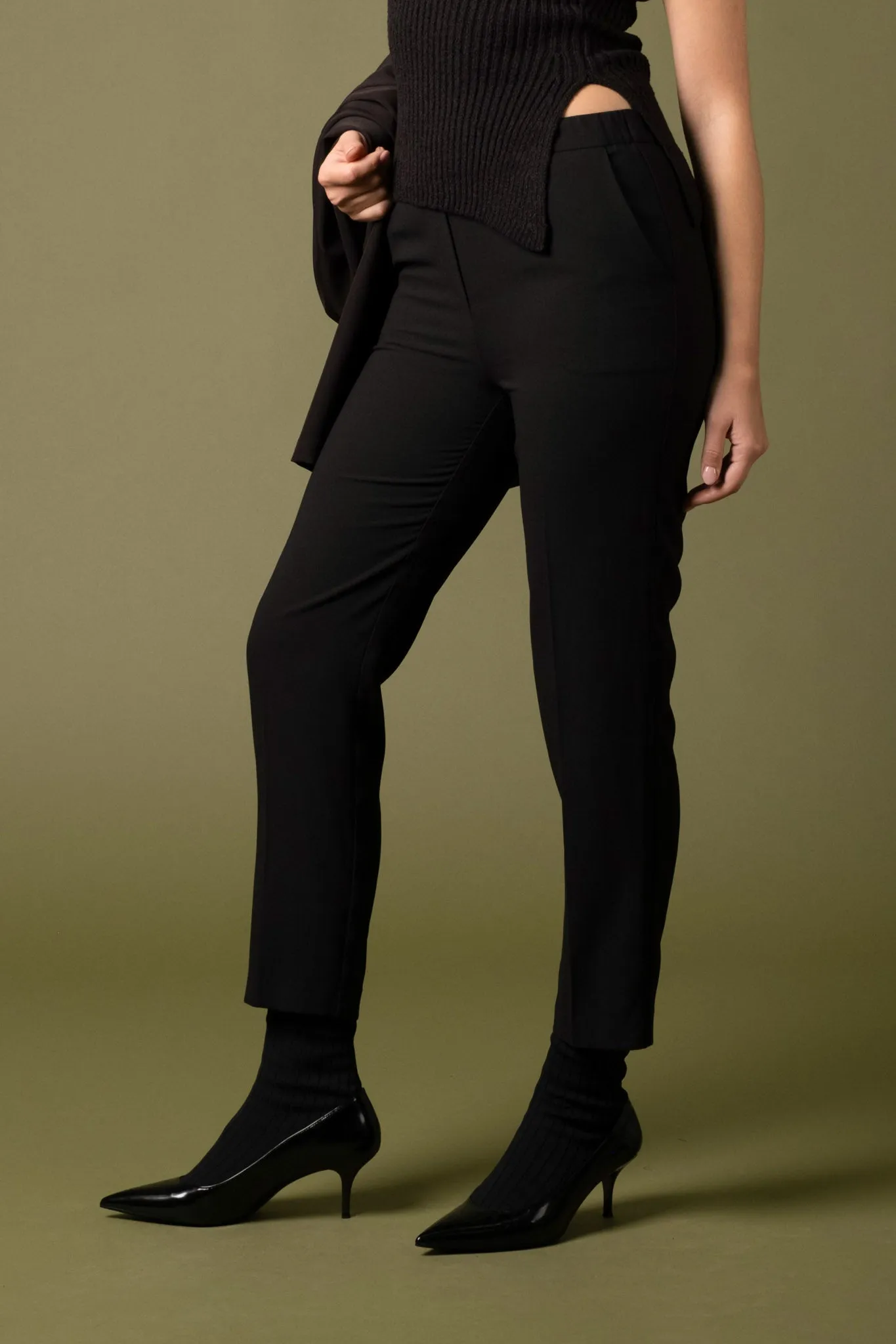 STRETCH WAIST HIGH STRAIGHT FIT DRESS PANTS