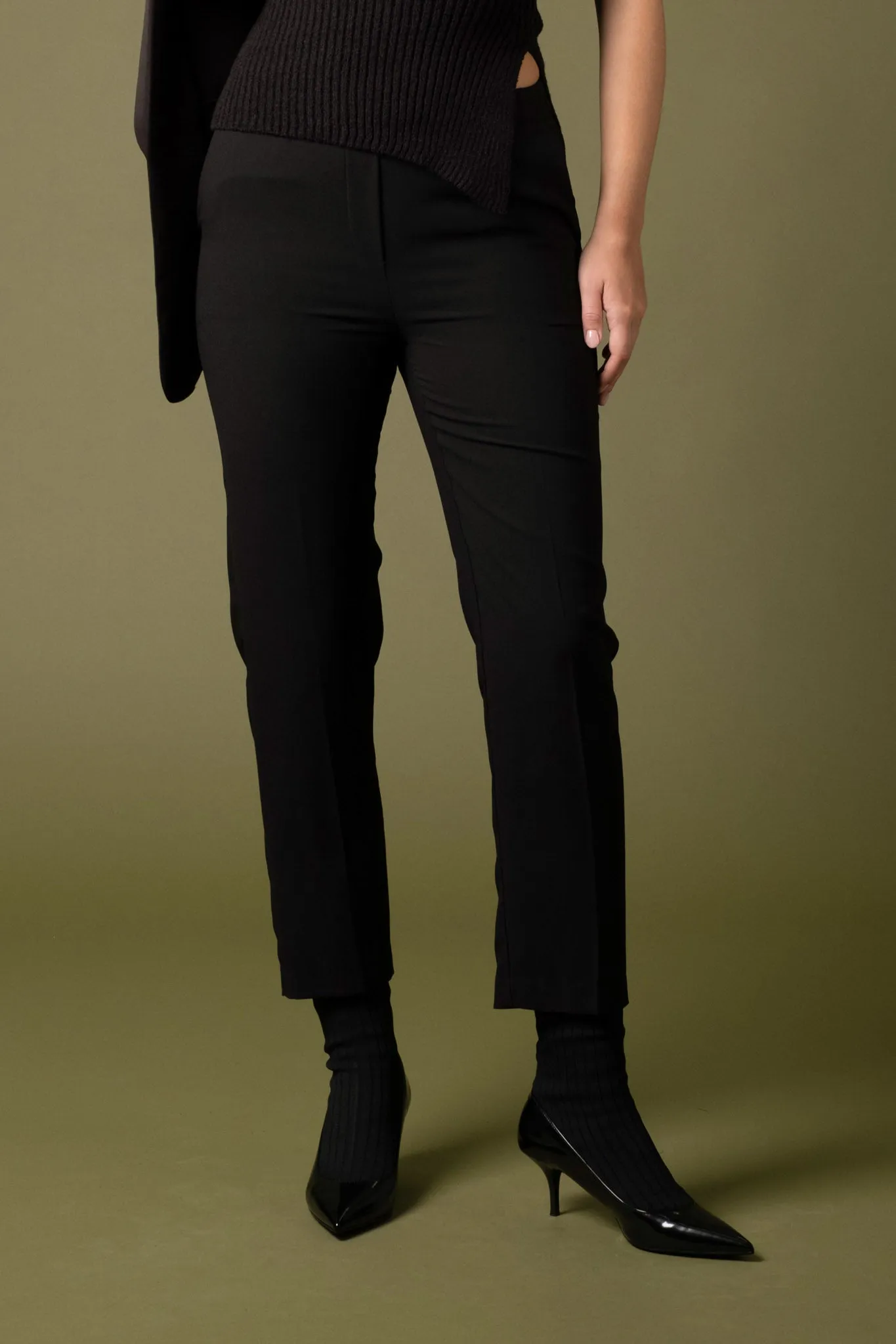 STRETCH WAIST HIGH STRAIGHT FIT DRESS PANTS