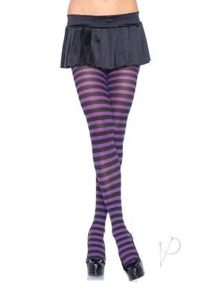 Striped Tights Plus Black/purple