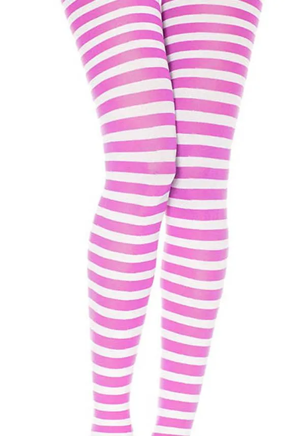 Striped [White/Fuchsia] | TIGHTS