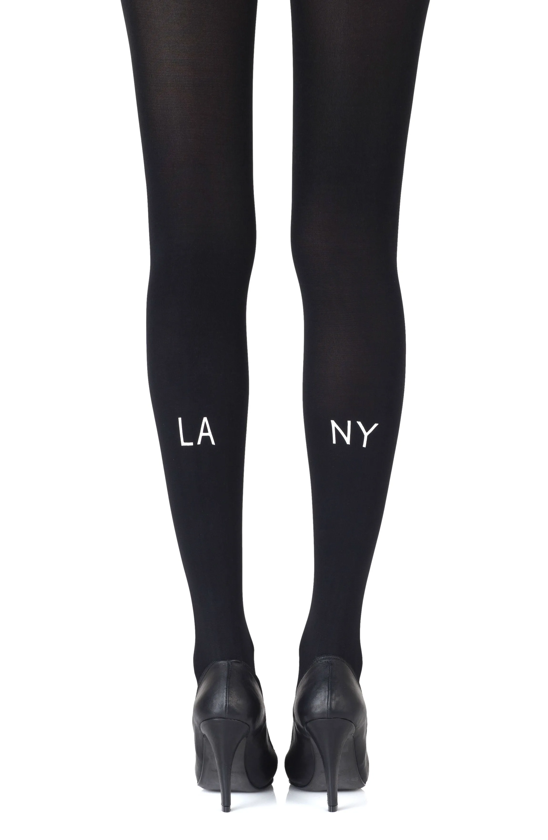 Stunning Light Grey East West Design 120 Denier Opaque Black Tights