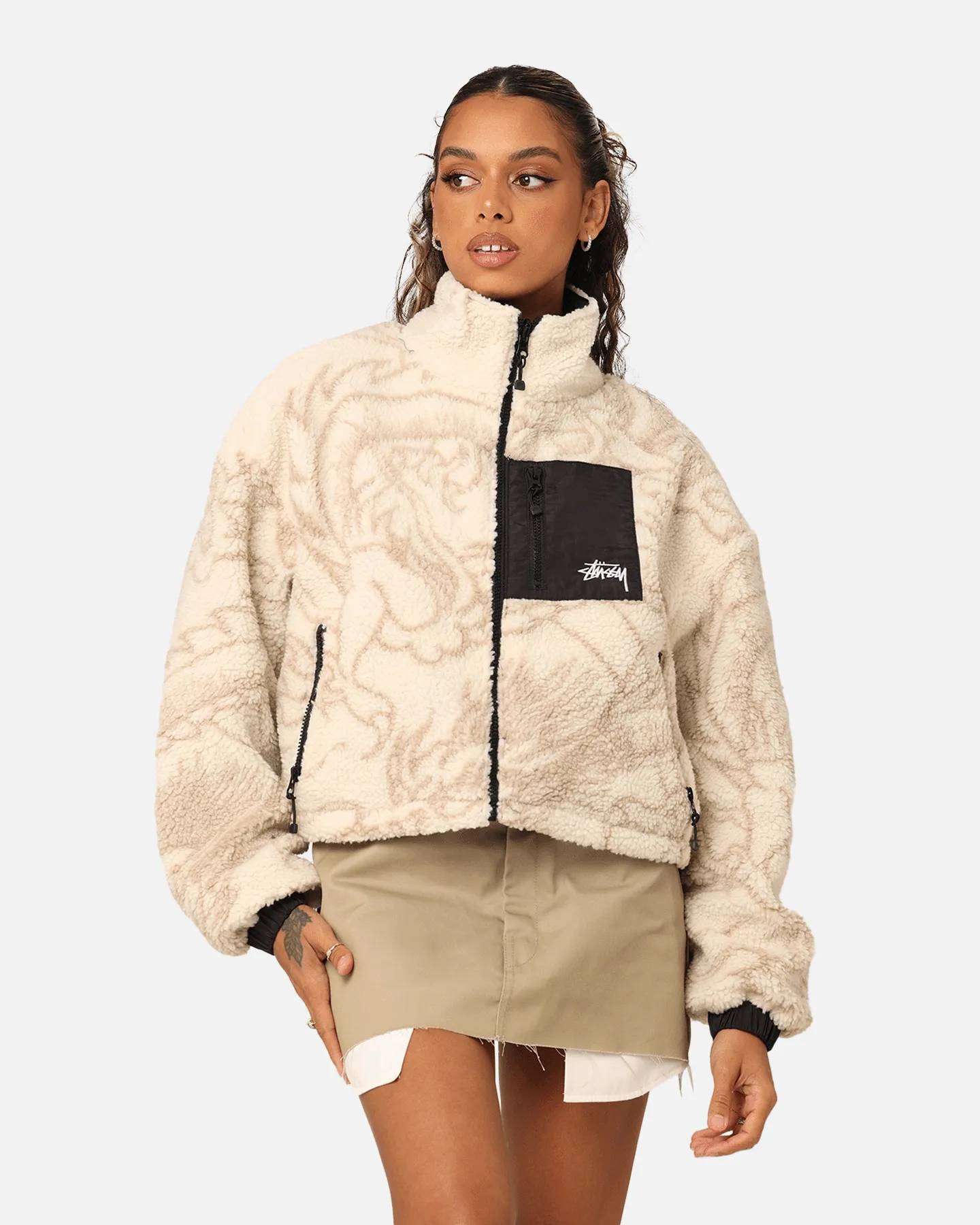 Stussy Women's Dragon Reversible Work Jacket Taupe