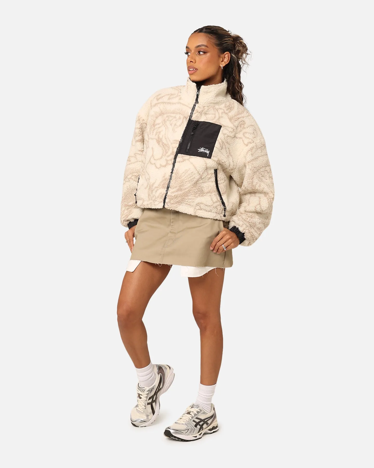 Stussy Women's Dragon Reversible Work Jacket Taupe