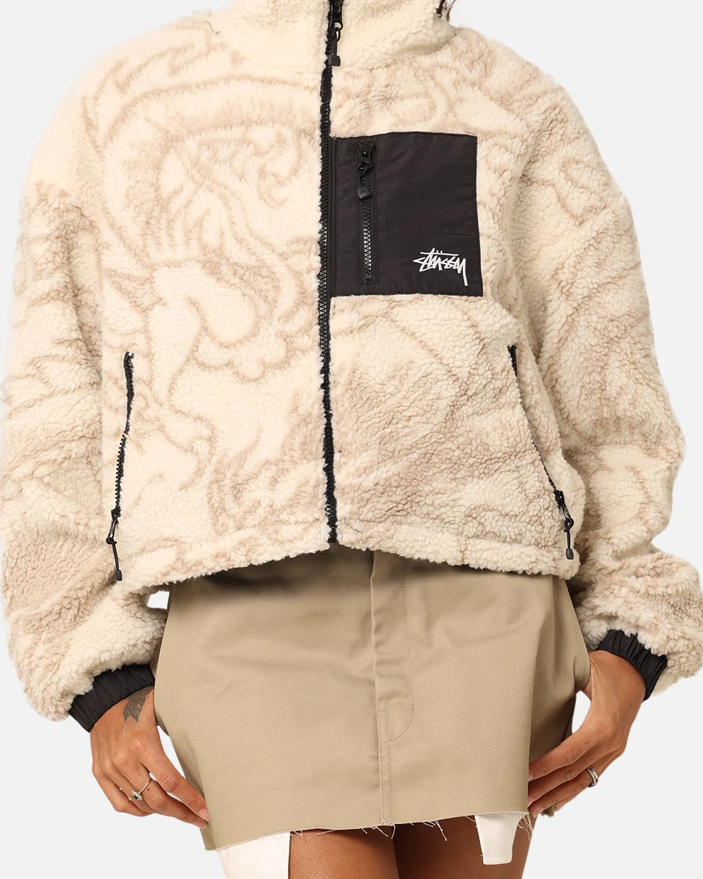 Stussy Women's Dragon Reversible Work Jacket Taupe