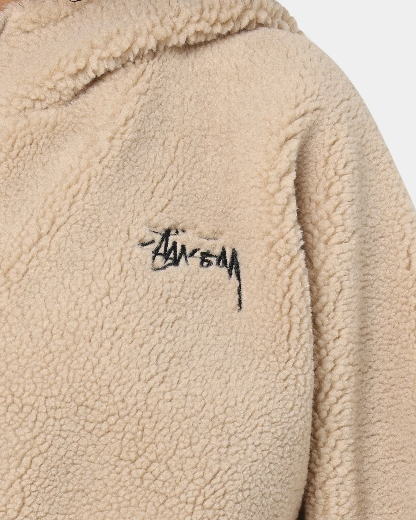 Stussy Women's Jensen Quarter Zip Sherpa Hoodie Off White