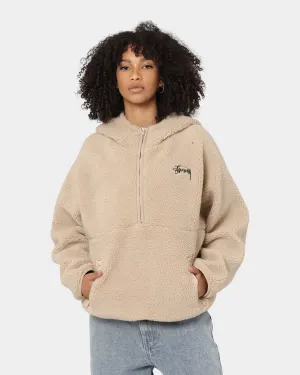 Stussy Women's Jensen Quarter Zip Sherpa Hoodie Off White