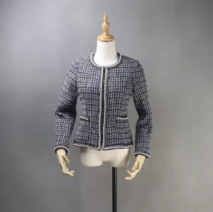 Tailor Made White Pearls checked Blazer Coat for Women's