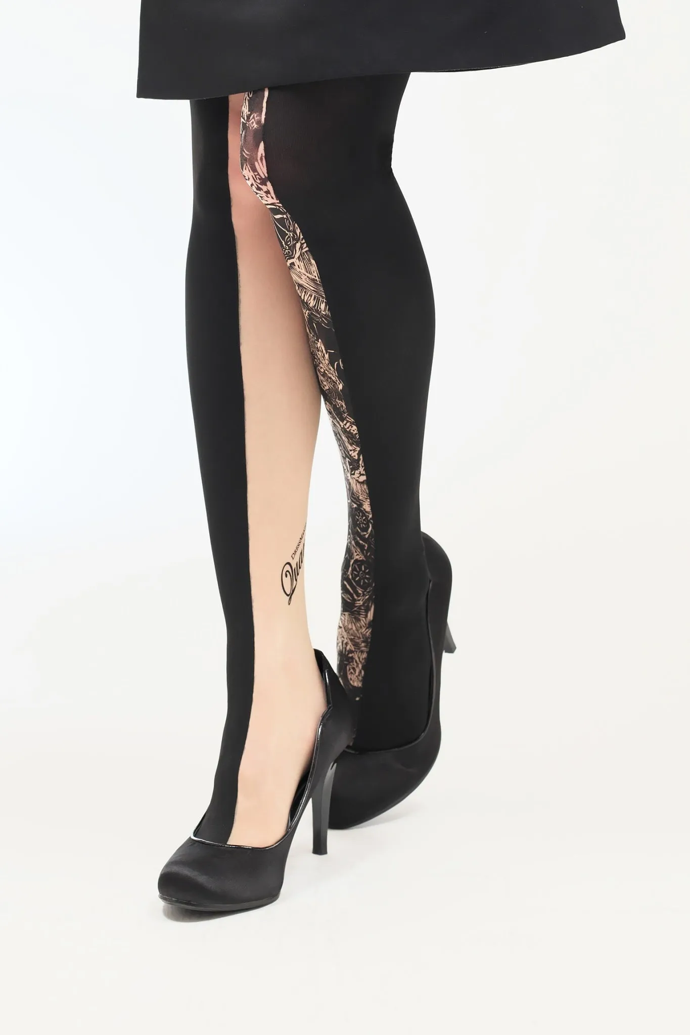 TATTOO TIGHTS /  One-legged print