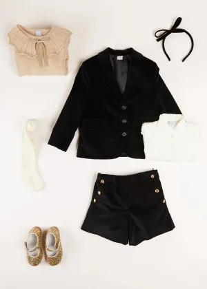 The Black Velvet Blazer with Shorts Girl Look