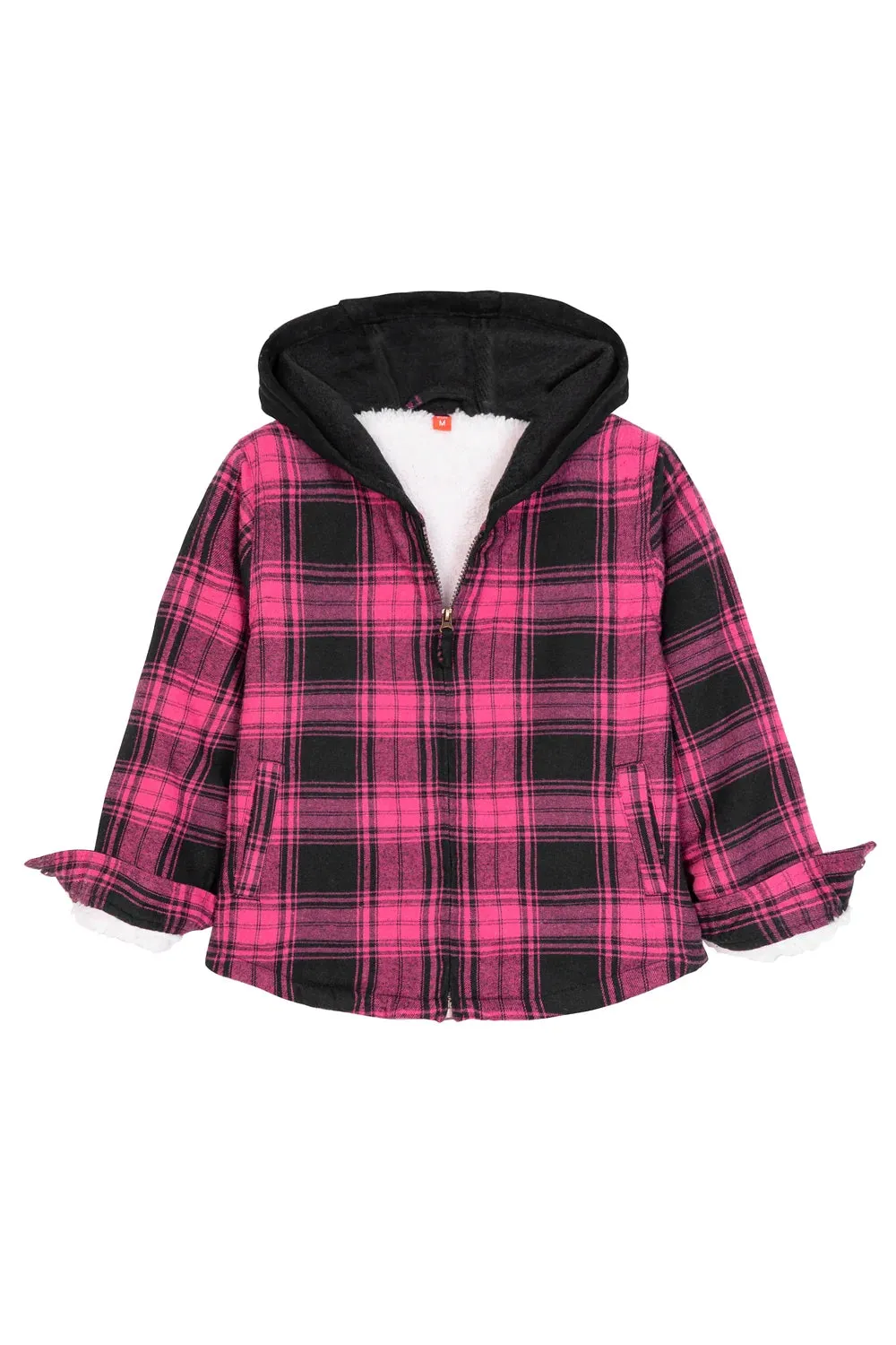 Toddler Boys and Girls Sherpa-Lined Full Zip Hooded Plaid Flannel Shirt