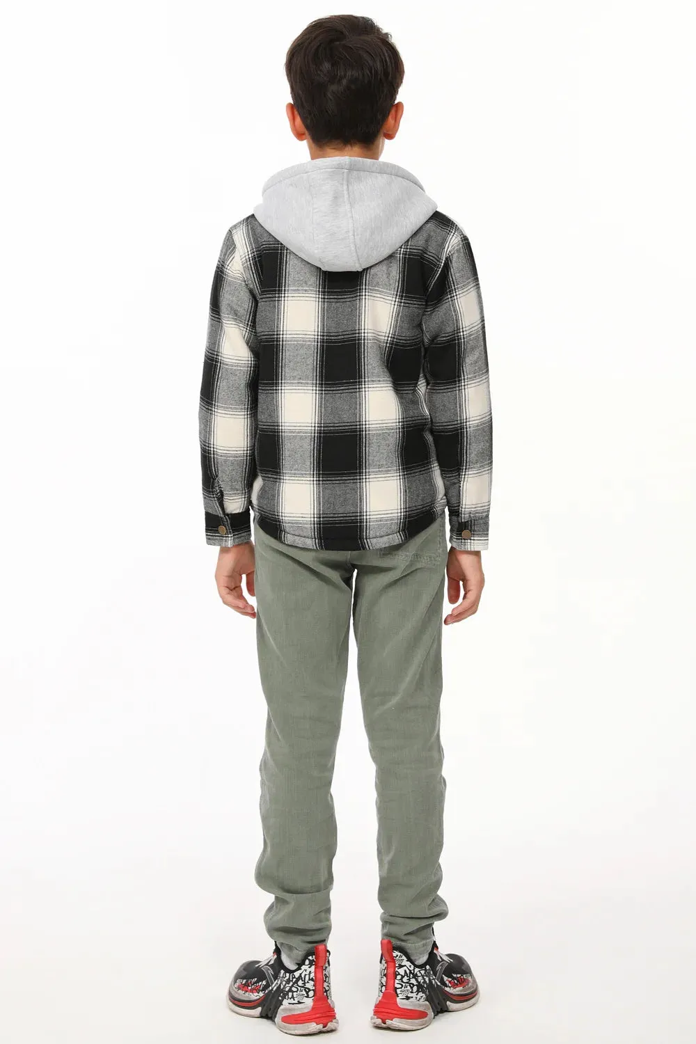 Toddler Boys and Girls Sherpa-Lined Full Zip Hooded Plaid Flannel Shirt