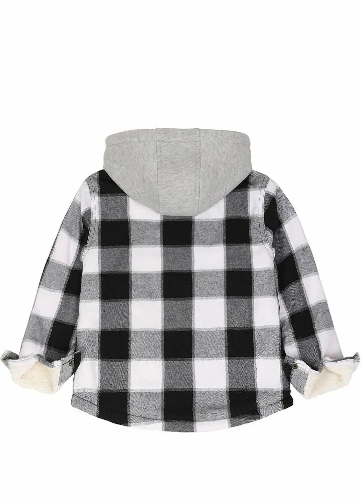 Toddler Boys and Girls Sherpa-Lined Full Zip Hooded Plaid Flannel Shirt