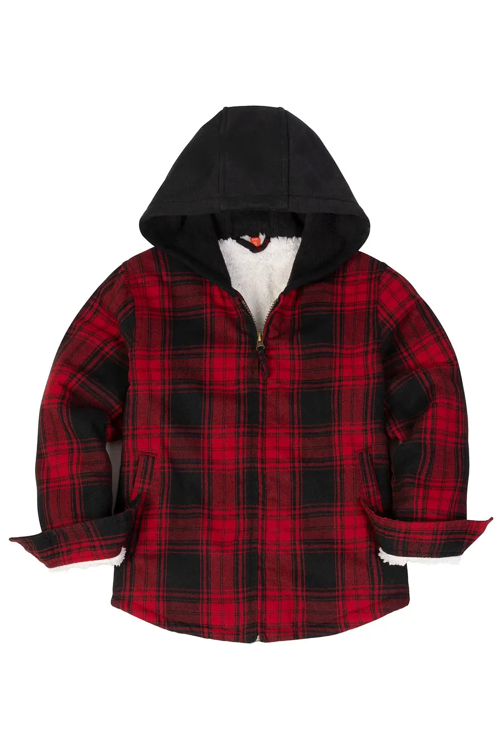 Toddler Boys and Girls Sherpa-Lined Full Zip Hooded Plaid Flannel Shirt