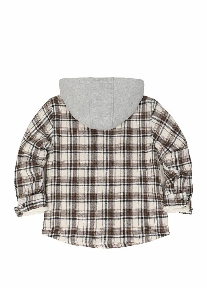 Toddler Boys and Girls Sherpa-Lined Full Zip Hooded Plaid Flannel Shirt