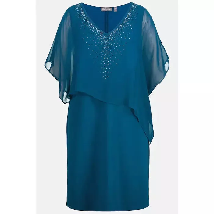 Ulla Popken Sparkle Front Dress in Teal