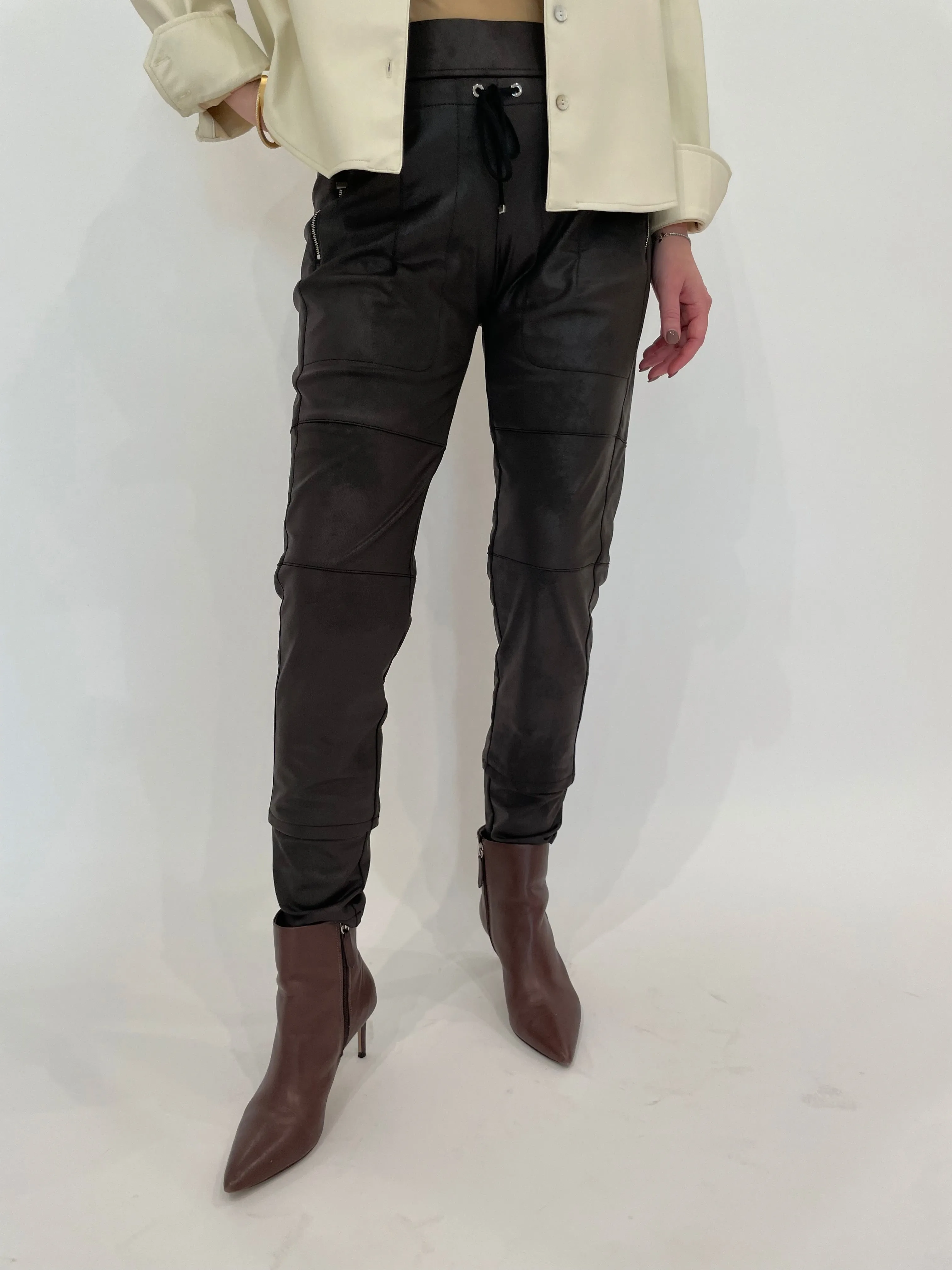 Vegan Leather Candy Pants - Dark Brown