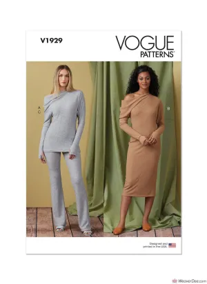 Vogue Pattern V1929 Misses' Knit Top, Dress & Pants