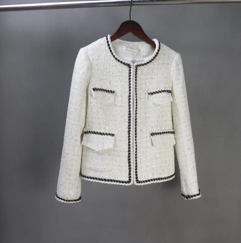 White Multicolour CUSTOM MADE Jacket Blazer Sequinned for Women