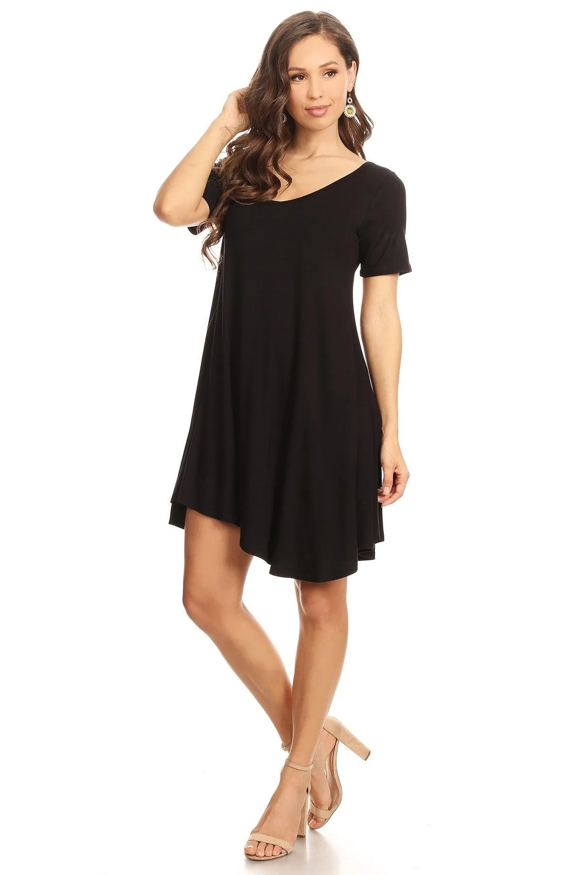 Women's Casual V-Neck Short Sleeves Solid Casual Dress