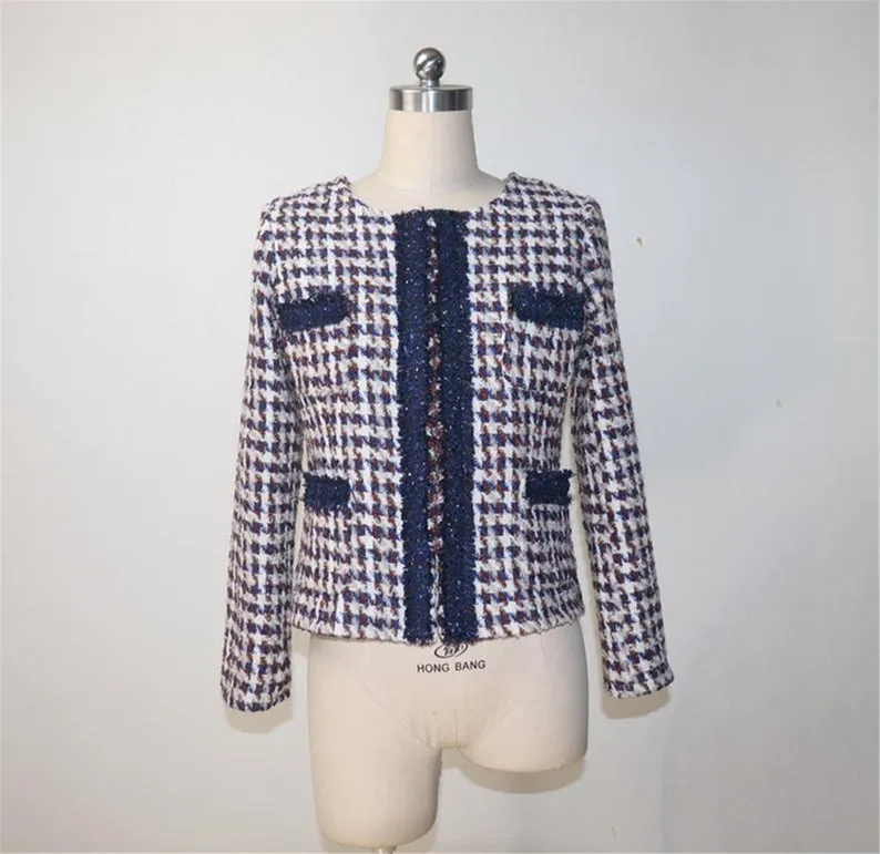 Women's Designer Inspired Custom Made Tweed Hounds tooth Blazer   Skirt Suit